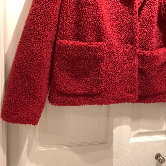 NWT Abercrombie & fitch Women faux shearling cozy jacket top burgundy size L - Picture 4 of 8